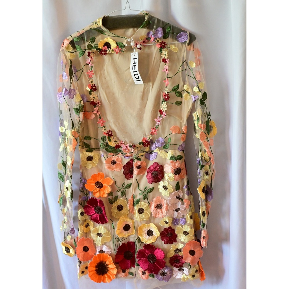 Heidi Floral Embroidered Mesh Mini Dress - Picture 4 of 8